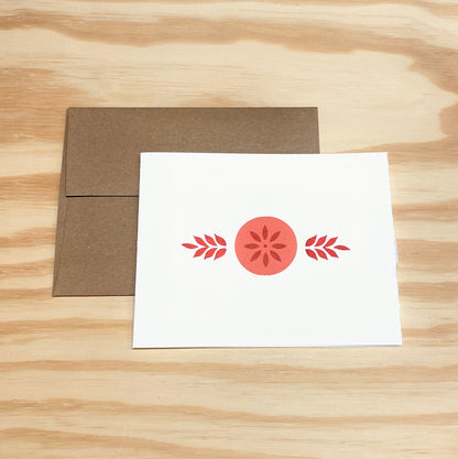 Spring Circle Flower - single card - wood type letterpress printed
