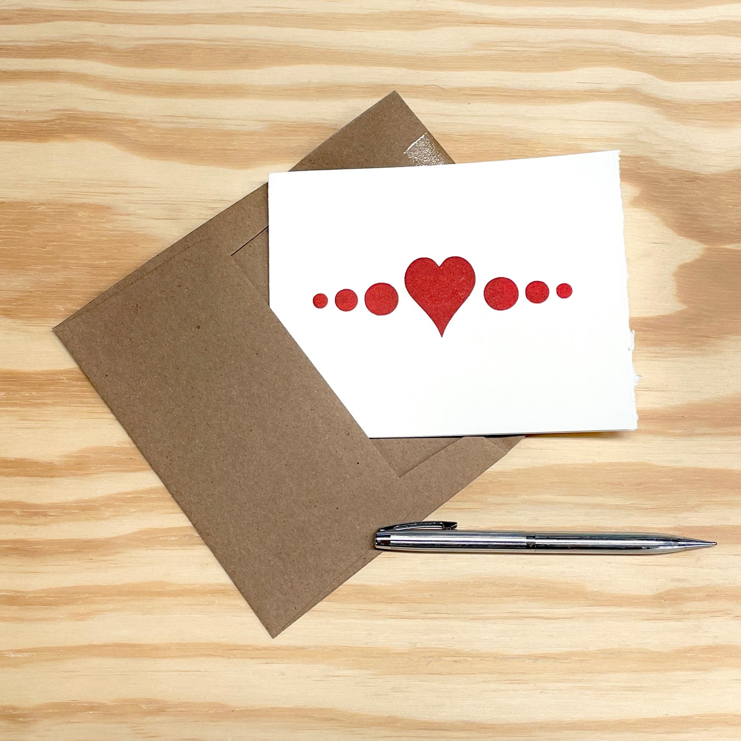 Heart Dots - single card - wood type letterpress printed