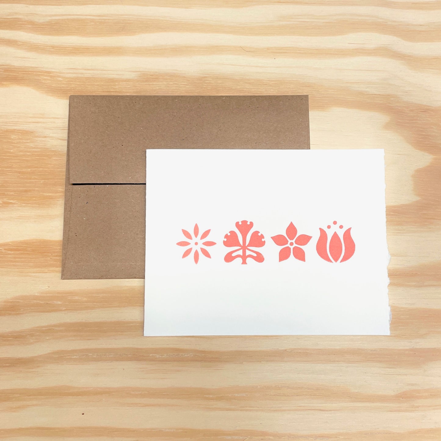 Four Flowers - single card - wood type letterpress printed