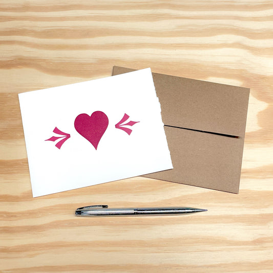 Heart Pointers - single card - wood type letterpress printed