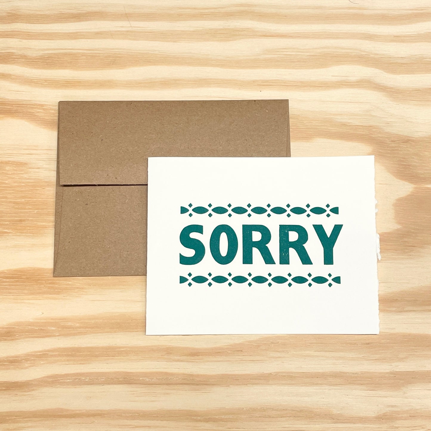 Sorry - single card - wood type letterpress printed