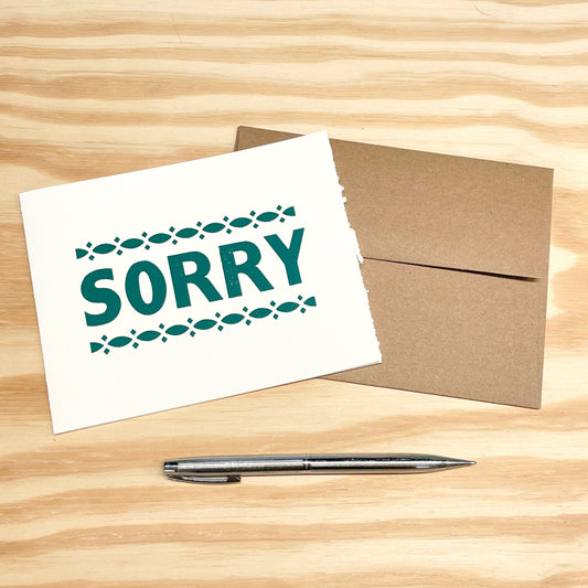 Sorry - single card - wood type letterpress printed