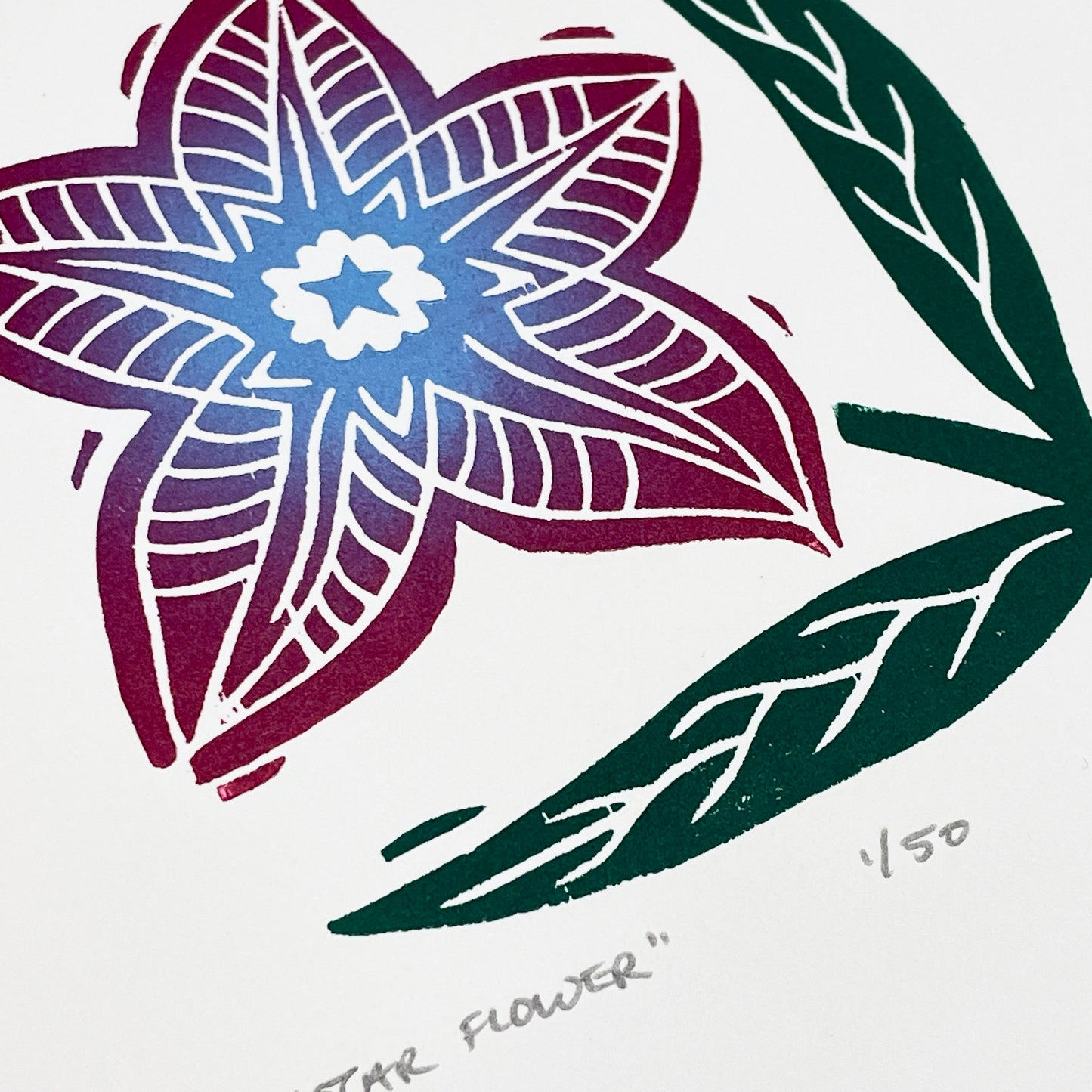 Star Flower - woodblock print (8x8")