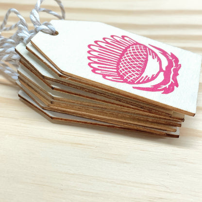 Sunflower Wood Gift Tags - Pink Set of 3