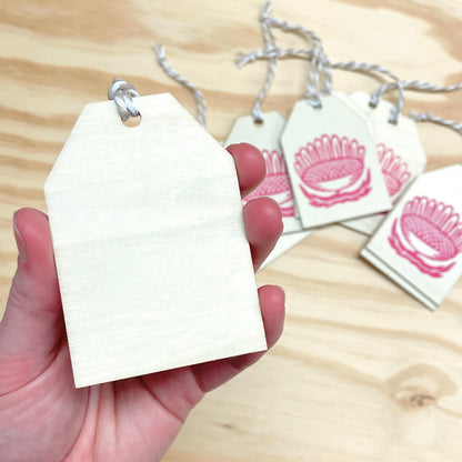 Sunflower Wood Gift Tags - Pink Set of 3