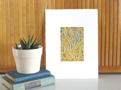 Cycle of Growth FRAMED WOODBLOCK - hand carved original printers blocks with metal framed prints - collector's item