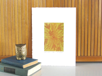 Cycle of Growth FRAMED WOODBLOCK - hand carved original printers blocks with metal framed prints - collector's item