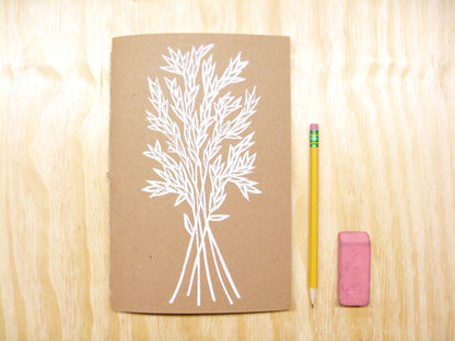 White Wheat - woodblock printed sketchbook journal (6x9")