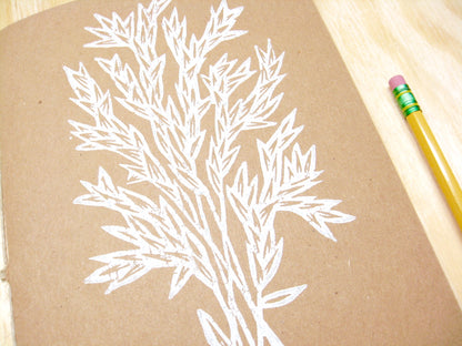 White Wheat - woodblock printed sketchbook journal (6x9")