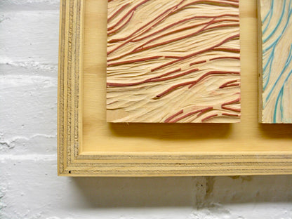 Nature Lines FRAMED WOODBLOCK - hand carved original printers blocks with metal framed print - collector's set
