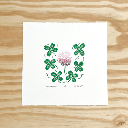 Lucky Flower - woodblock print (8x8")