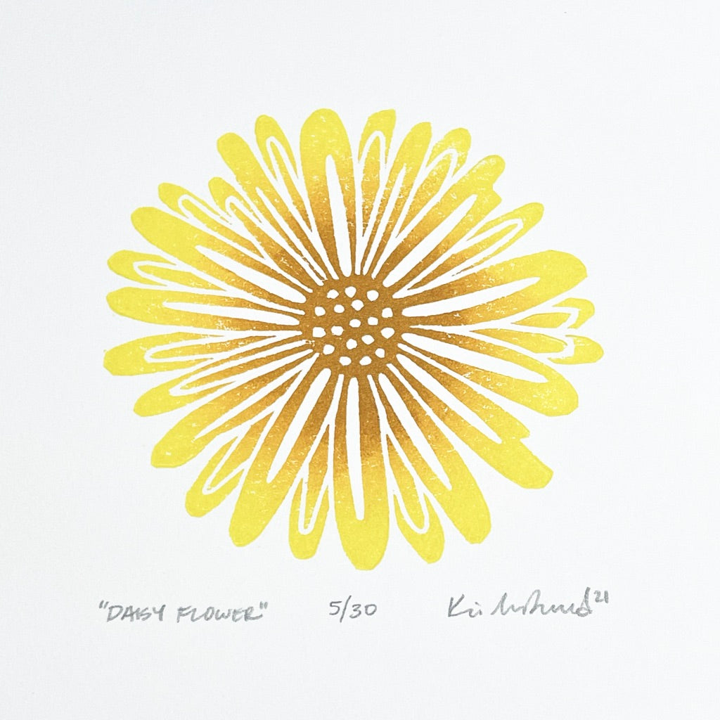 Daisy Flower - woodblock print (8x8")