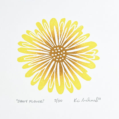 Daisy Flower - woodblock print (8x8")