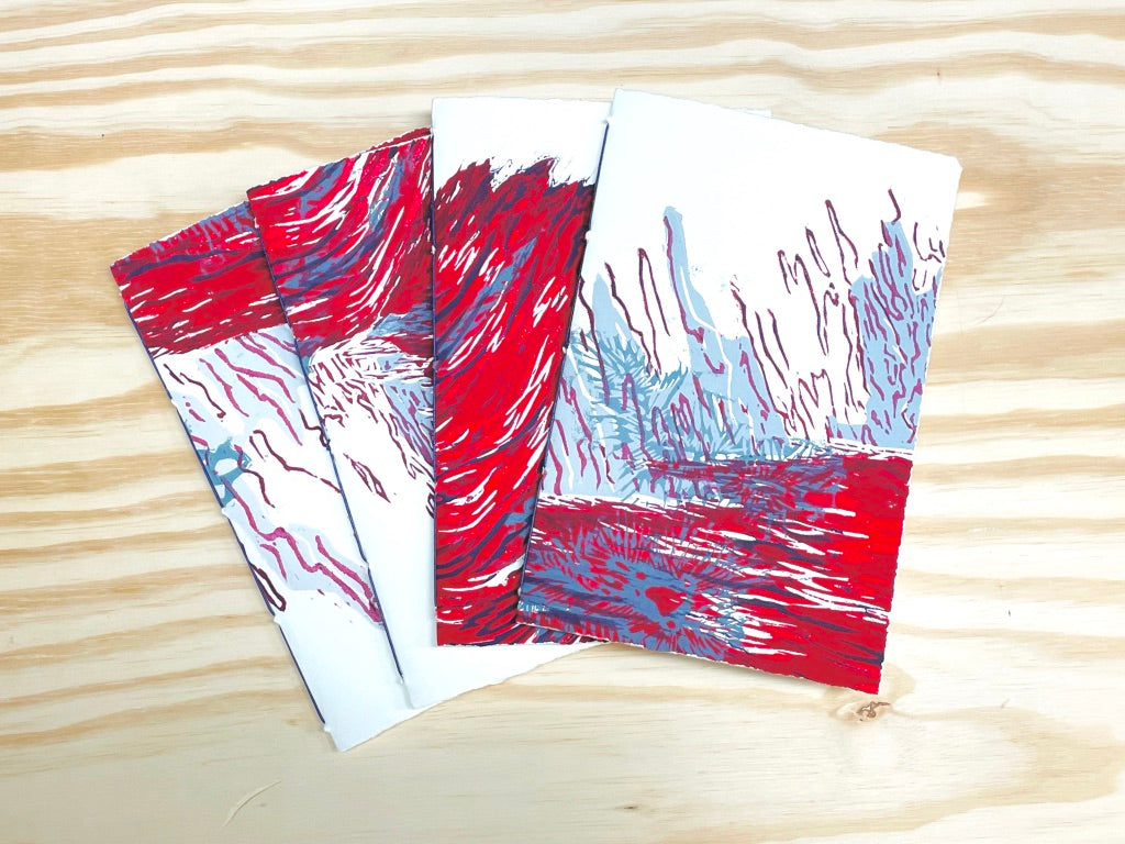 Purple Red - woodblock printed sketchbook journal (6x9")