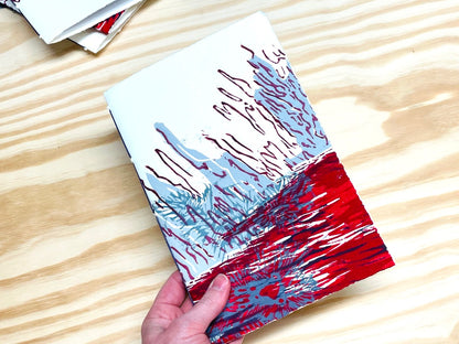 Purple Red - woodblock printed sketchbook journal (6x9")