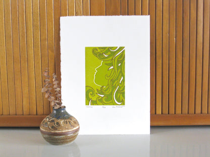 Spring - reduction woodblock print (9x12”)