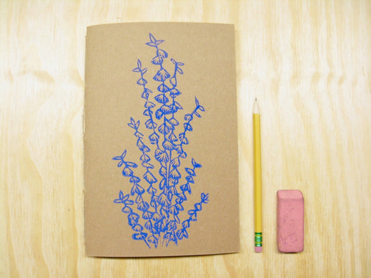 Purple Eucalyptus - woodblock printed sketchbook journal (6x9")