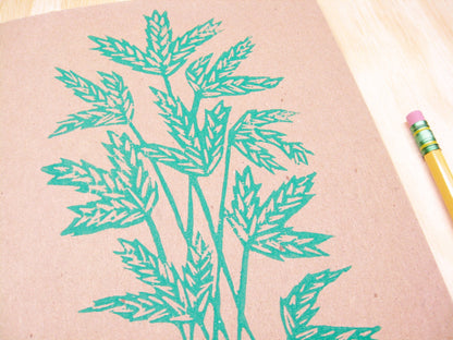 Big Blue Stem - woodblock printed sketchbook journal (6x9")