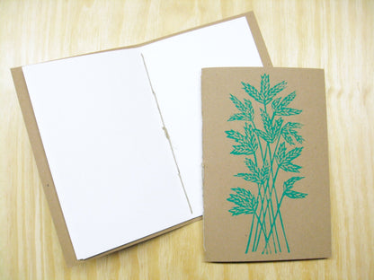 Big Blue Stem - woodblock printed sketchbook journal (6x9")