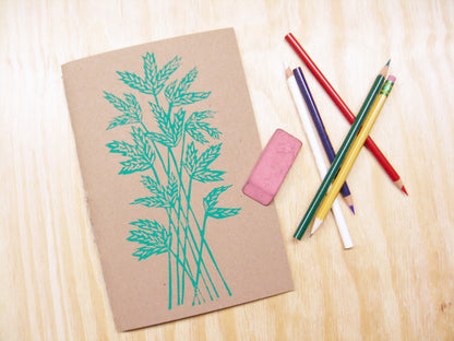 Big Blue Stem - woodblock printed sketchbook journal (6x9")