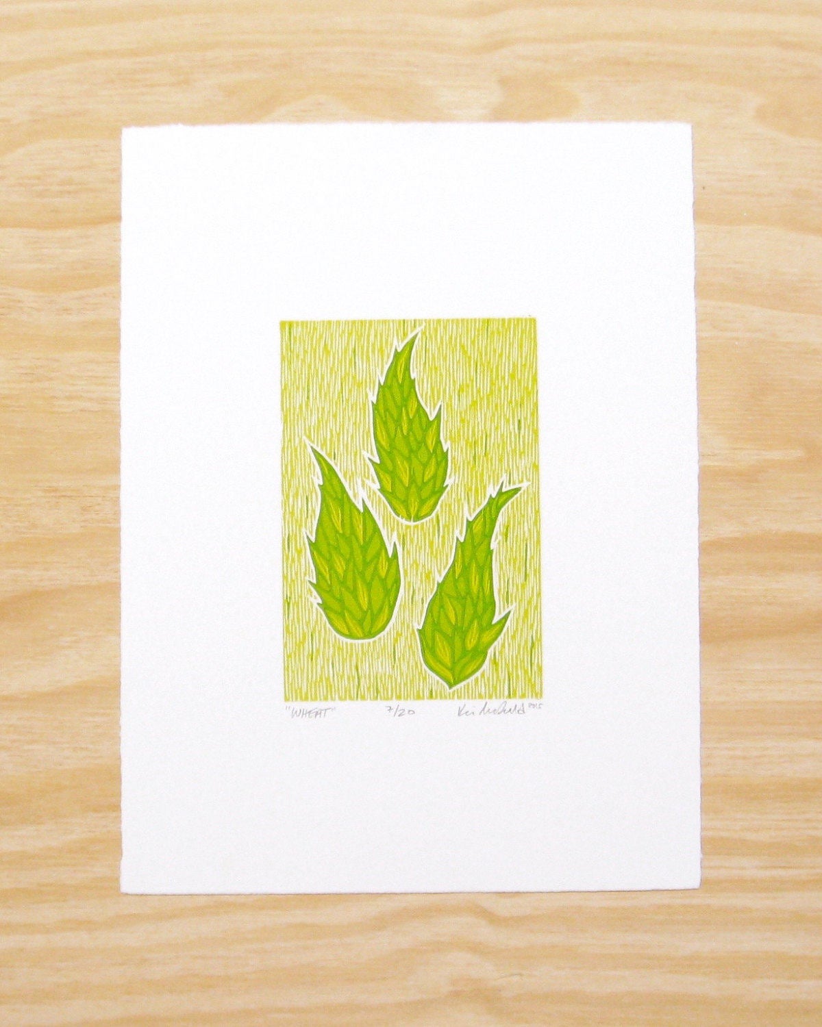 Wheat FRAMED - reduction woodblock print (11x14")