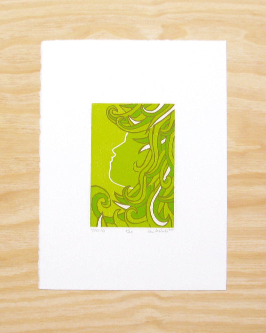 Spring - reduction woodblock print (9x12”)