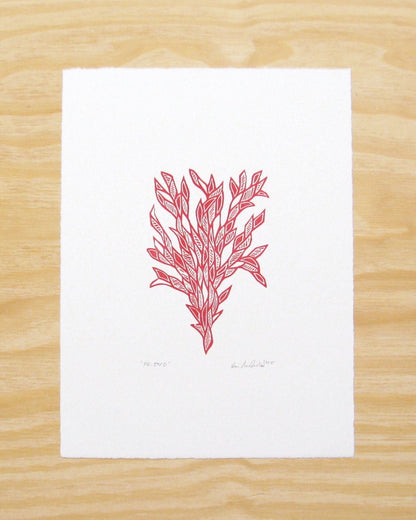 Friend in red FRAMED - woodblock print (11x14")