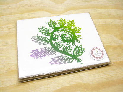 Fiddlehead Fern 6-pack cards - woodblock printed