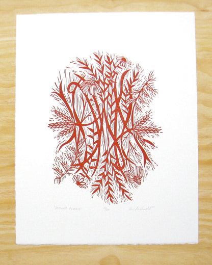 Autumn Prairie - woodblock print (14x18")