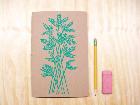 Big Blue Stem - woodblock printed sketchbook journal (6x9")