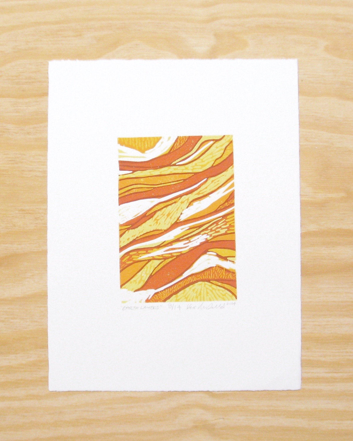 Earth Layers - reduction woodblock print (9x12”)