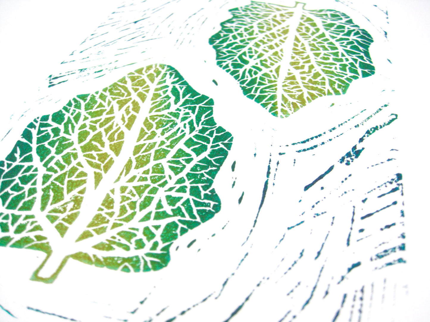 White Poplar leaves FRAMED - woodblock print (11x14”)