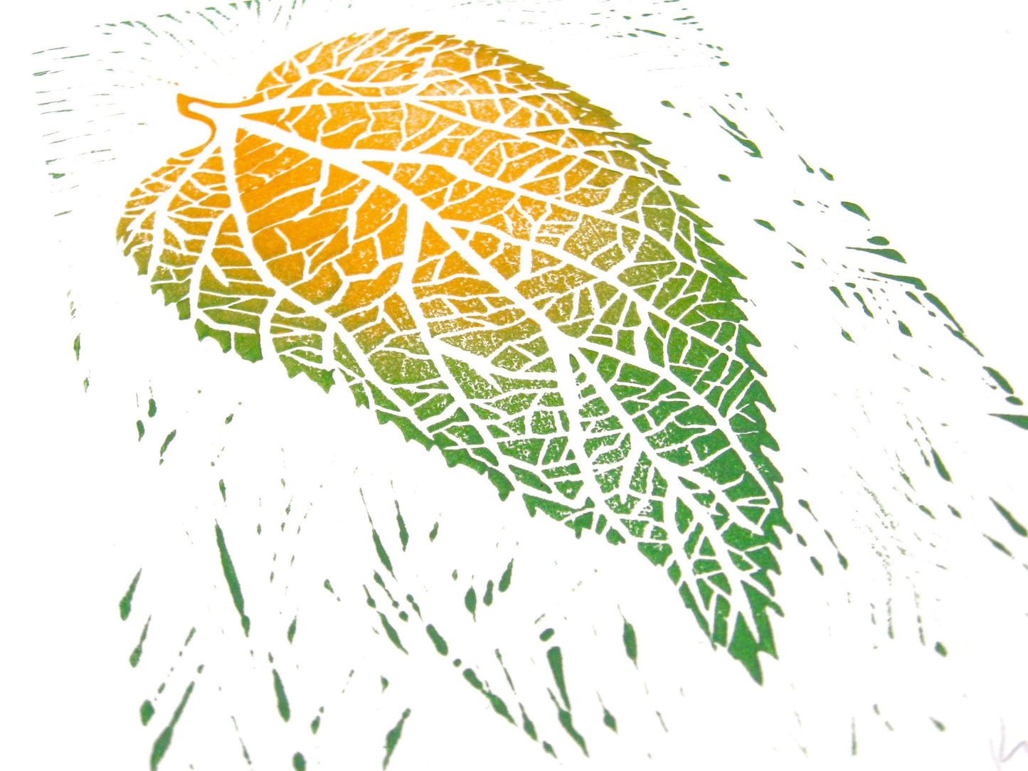 Hackberry leaf - woodblock print (9x12”)