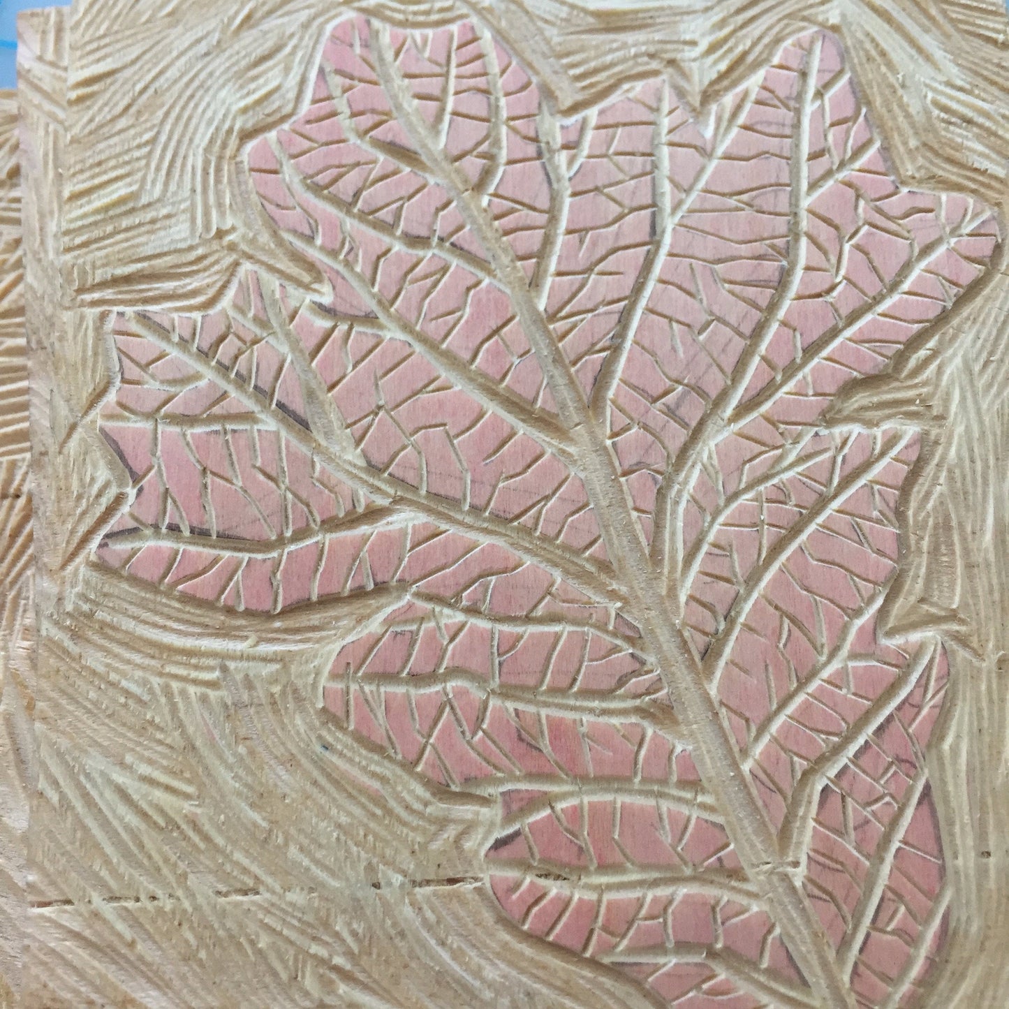 Bur Oak leaf FRAMED - woodblock print (11x14”)