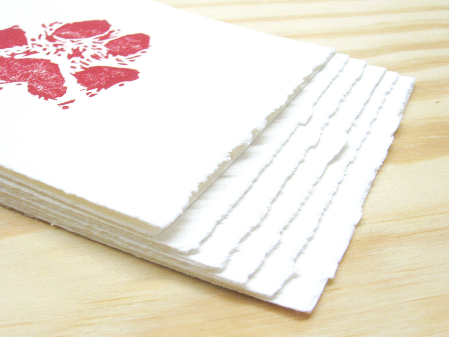 Dog Paw Bright Red 6-pack cards - woodblock printed