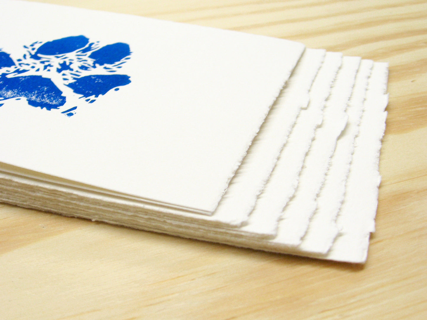 Dog Paw Navy Blue single card - woodblock printed