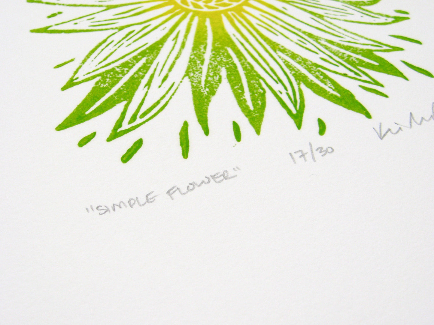 Simple Flower - woodblock print (8x8")