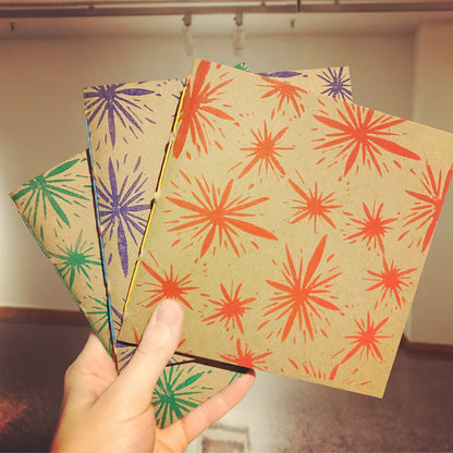 Starburst green - square sketchbook journal (6x6")