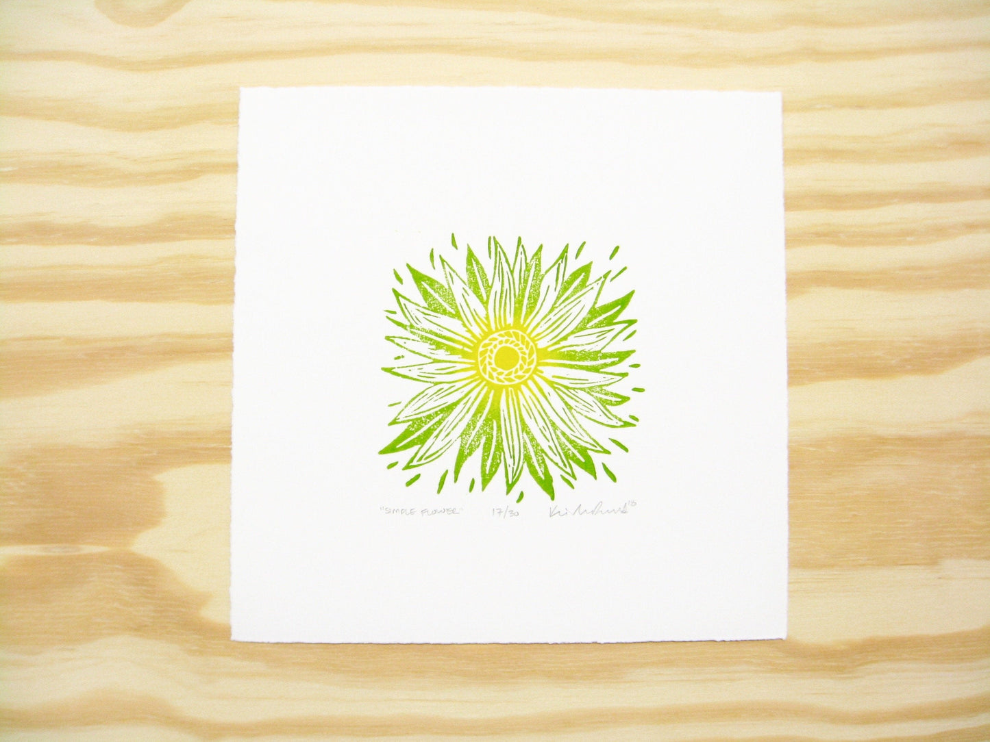 Simple Flower - woodblock print (8x8")