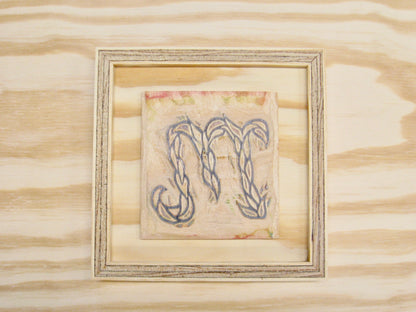 Letter M - hand carved original printers block with 6-pack monogram greeting cards - collector's item