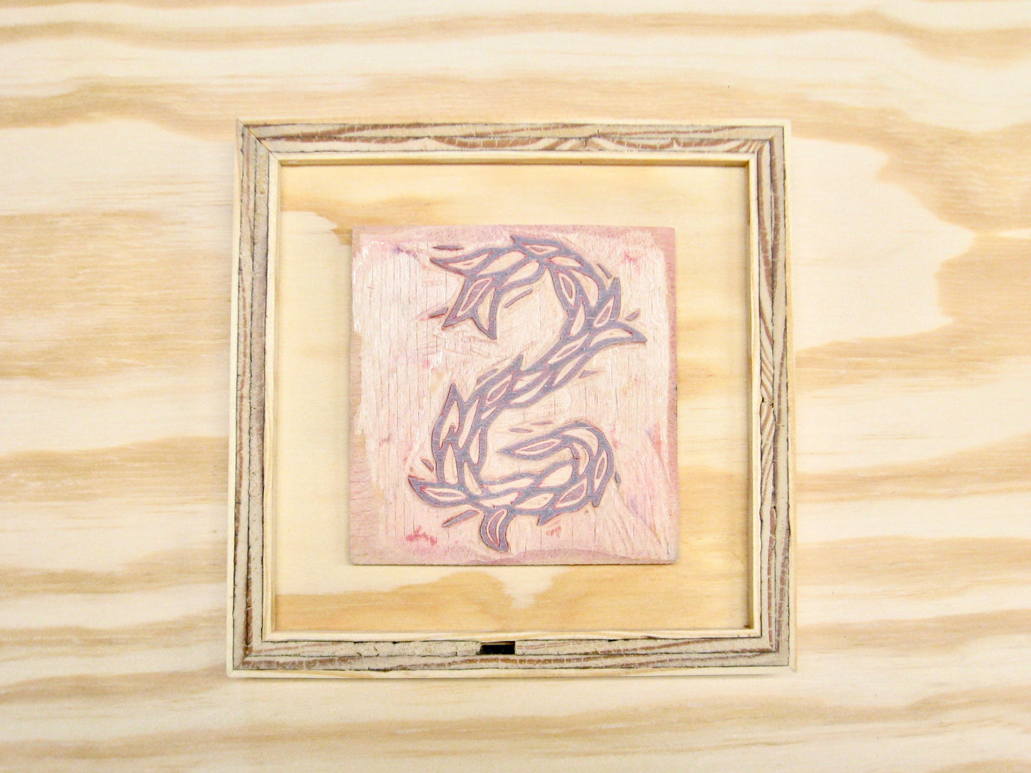 Letter S - hand carved original printers block with 6-pack monogram greeting cards - collector's item