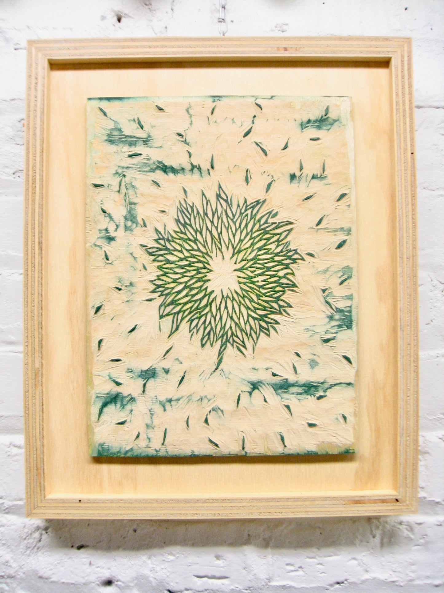 Surround Me FRAMED WOODBLOCK - hand carved original printers block with metal framed print - collector's item
