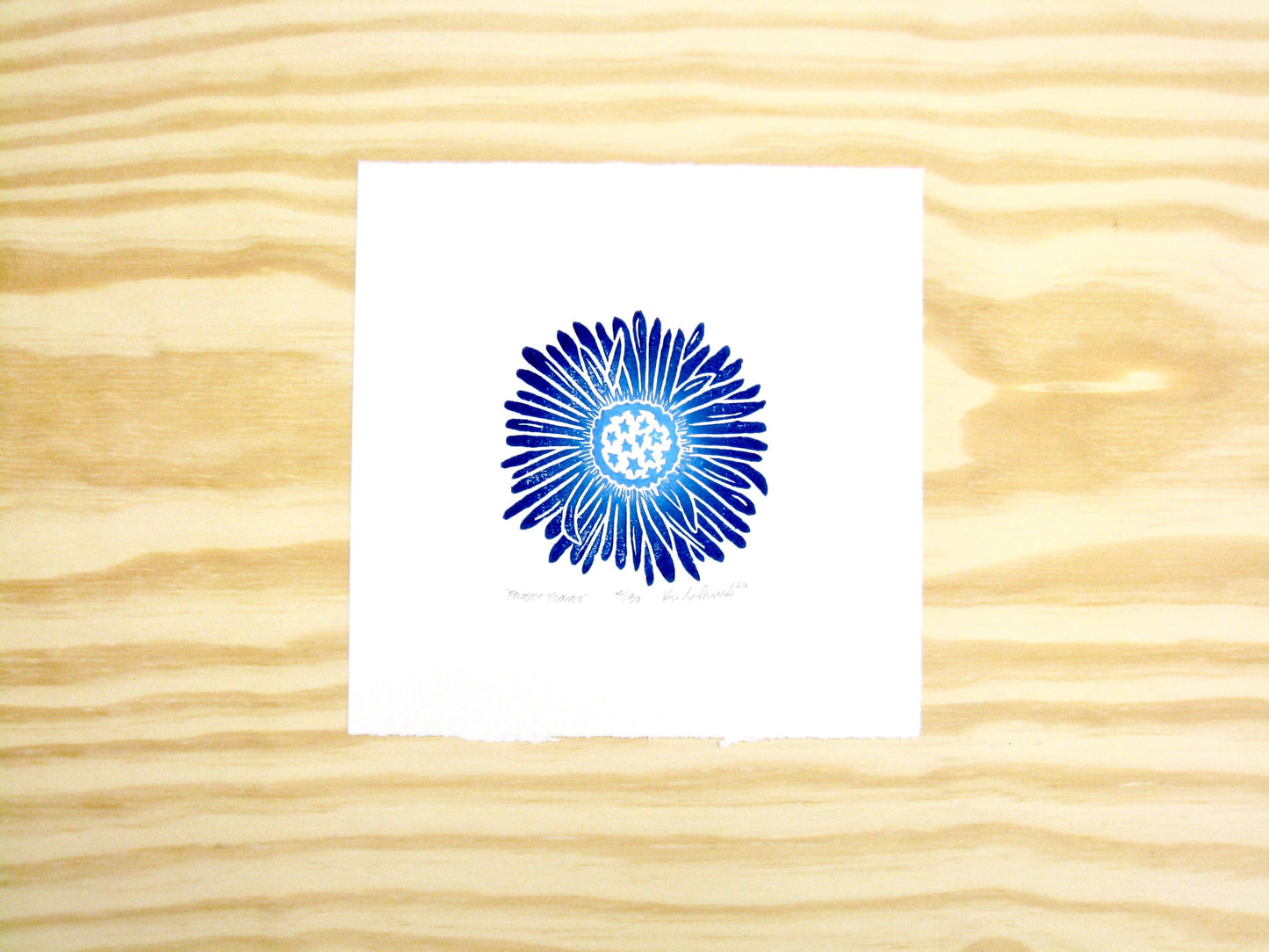 Frosty Flower FRAMED - woodblock print (8x8")