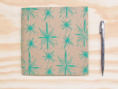 Starburst green - square sketchbook journal (6x6")