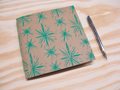 Starburst green - square sketchbook journal (6x6")