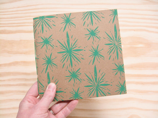 Starburst green - square sketchbook journal (6x6")