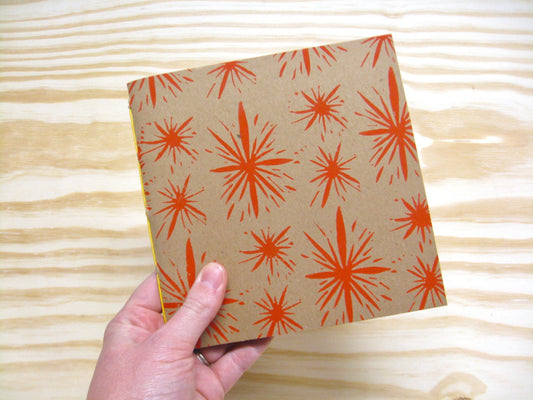 Starburst red - square sketchbook journal (6x6")