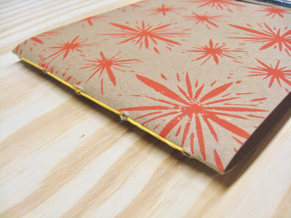 Starburst red - square sketchbook journal (6x6")