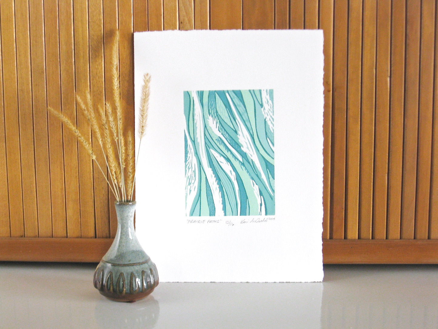 Prairie Paths FRAMED - reduction woodblock print (11x14")