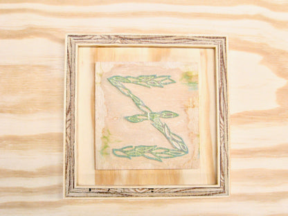 Letter Z - hand carved original printers block with 6-pack monogram greeting cards - collector's item